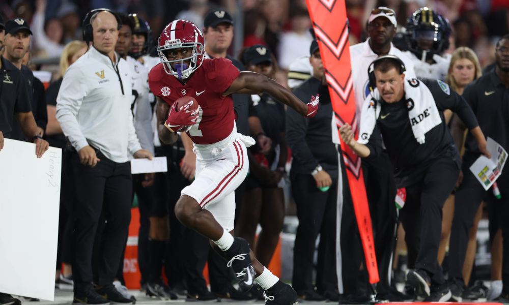 Alabama WR Ja'Corey Brooks (#7) with a catch against Vanderbilt