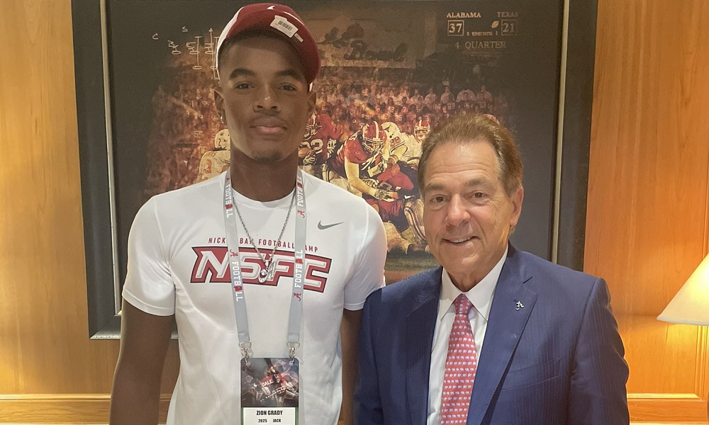 zion grady with ik saban during alabama visit