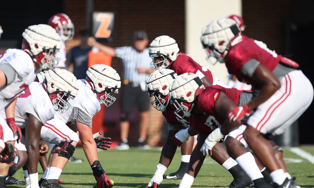 Defense lines up during practice at Thomas-Drew Practice Fields in Tuscaloosa, AL on Tuesday, Oct 11, 2022.