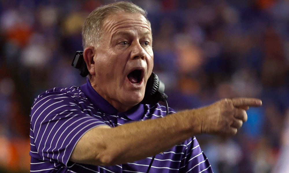 LSU head coach Brian Kelly on the sideline during 2022 matchup against Florida