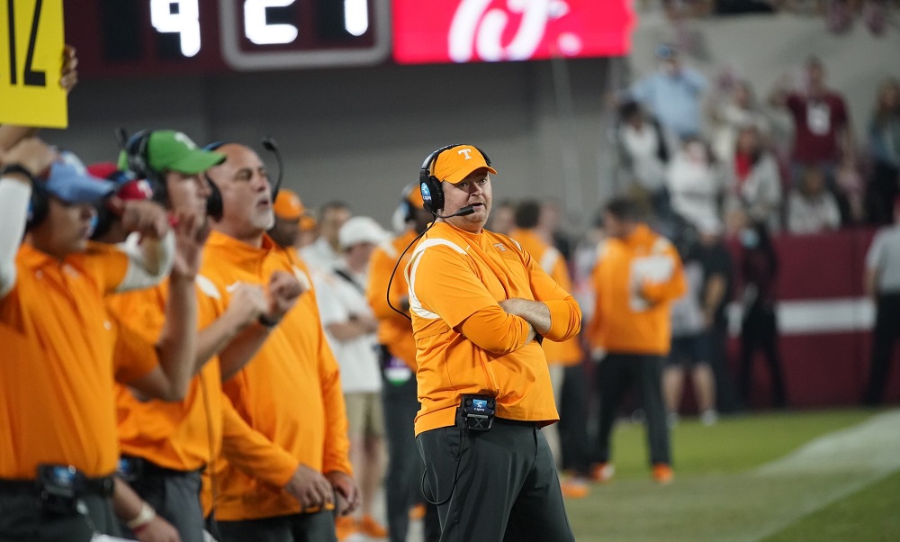 Josh Huepel on the sideline for Alabama Tennessee