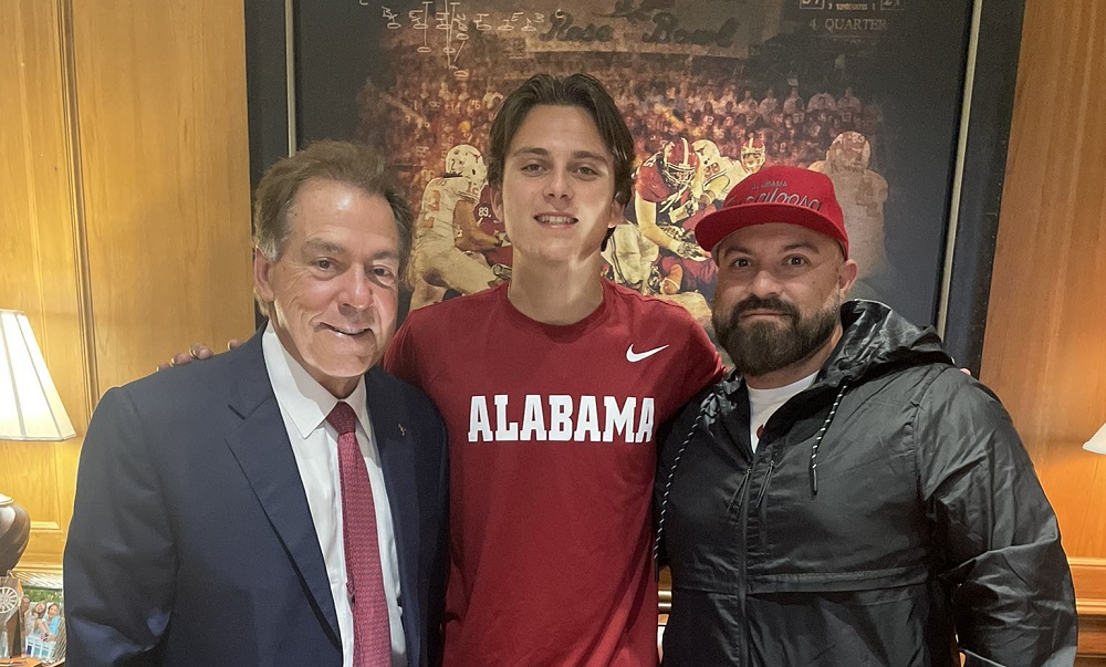 Julian Sayin with Nick Saban during Alabama visit