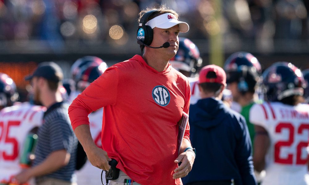 Lane Kiffin looks at scoreboard