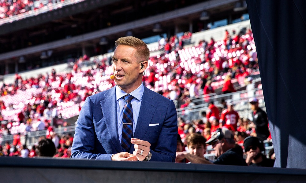 Joel Klatt speaks on a Big Noon Kickoff pregame show before a NCAA football game between Iowa and Ohio State, Saturday, Oct. 22, 2022, at Ohio Stadium in Columbus, Ohio. 221022 Iowa Ohio St Fb 0119 Jpg