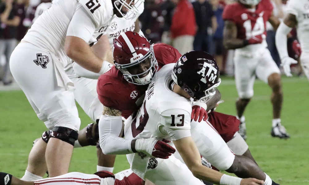 ALABAMA OLB will anderson tackles TEXAS A&M QB haynes king