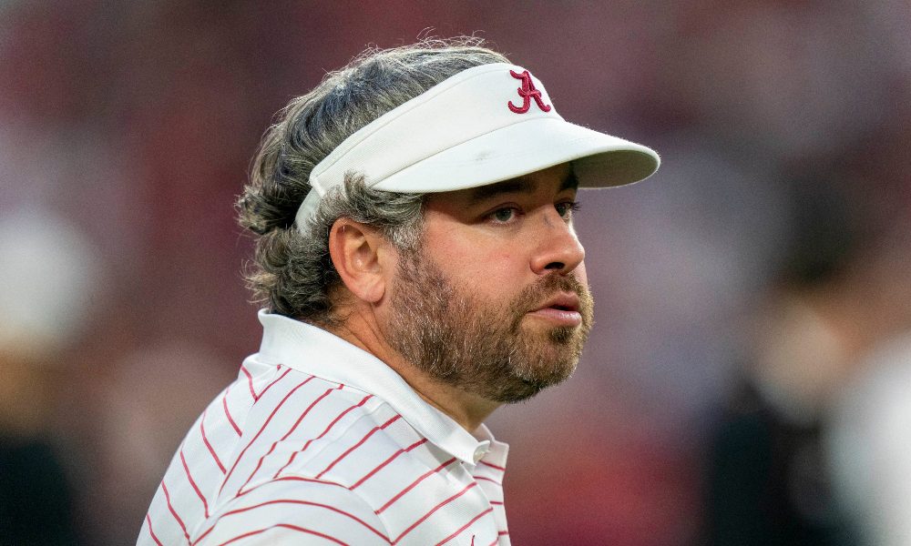 Pete Golding looks to his team ahead of the Texas A&M game