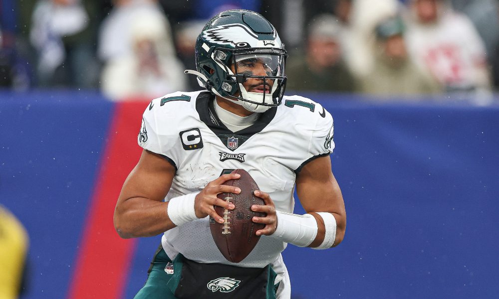 Jalen Hurts hits the Griddy after his TD run in the Super Bowl