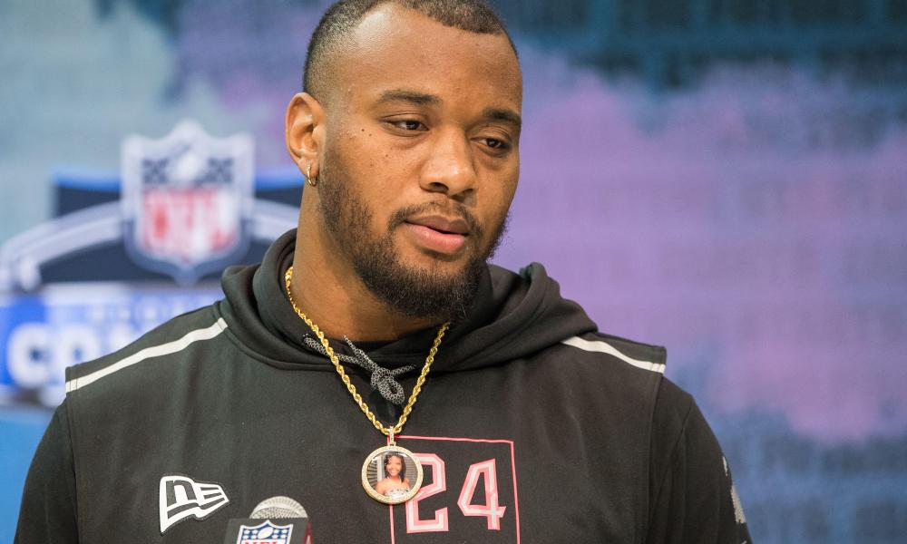 Former Alabama DL Raekwon Davis during the 2020 NFL Scouting Combine.