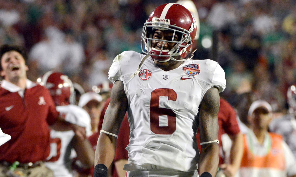 Ha'Sean "HaHa" Clinton-Dix on the field for Alabama in the 2013 BCS National Championship Game against Notre Dame.