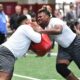 DJ Fluker goves through one-on-one blocking drill at Pro Day