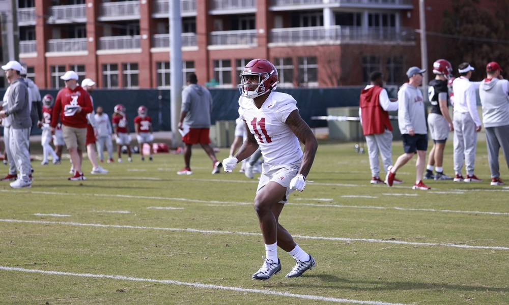 Malik Benson at Alabama football spring practice