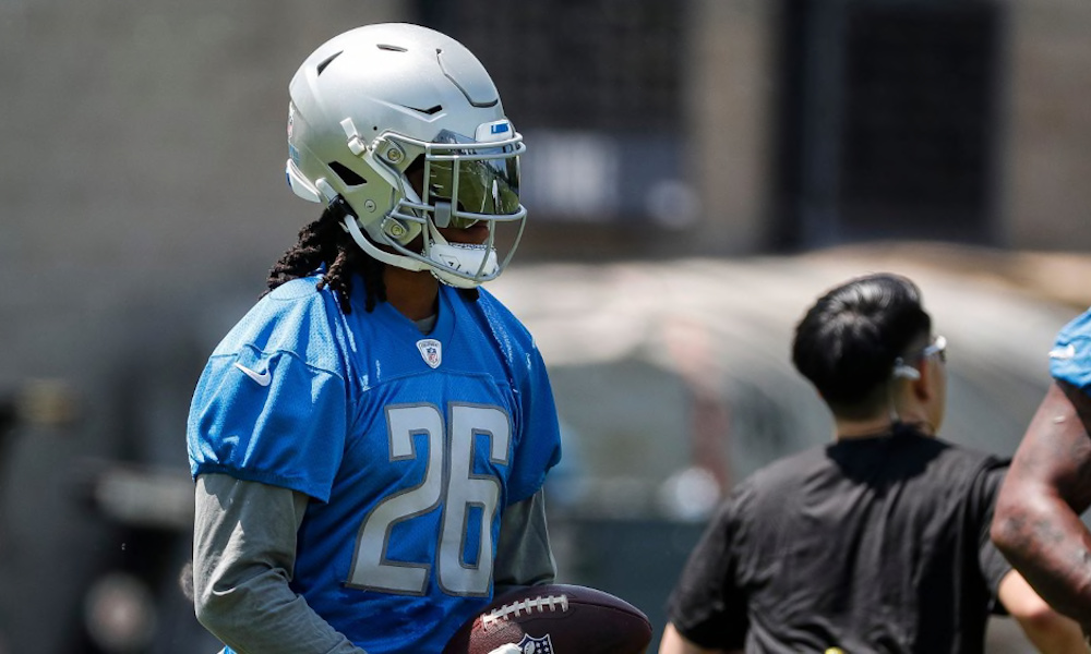 Jahmyr Gibbs during OTAs for the Detroit Lions.