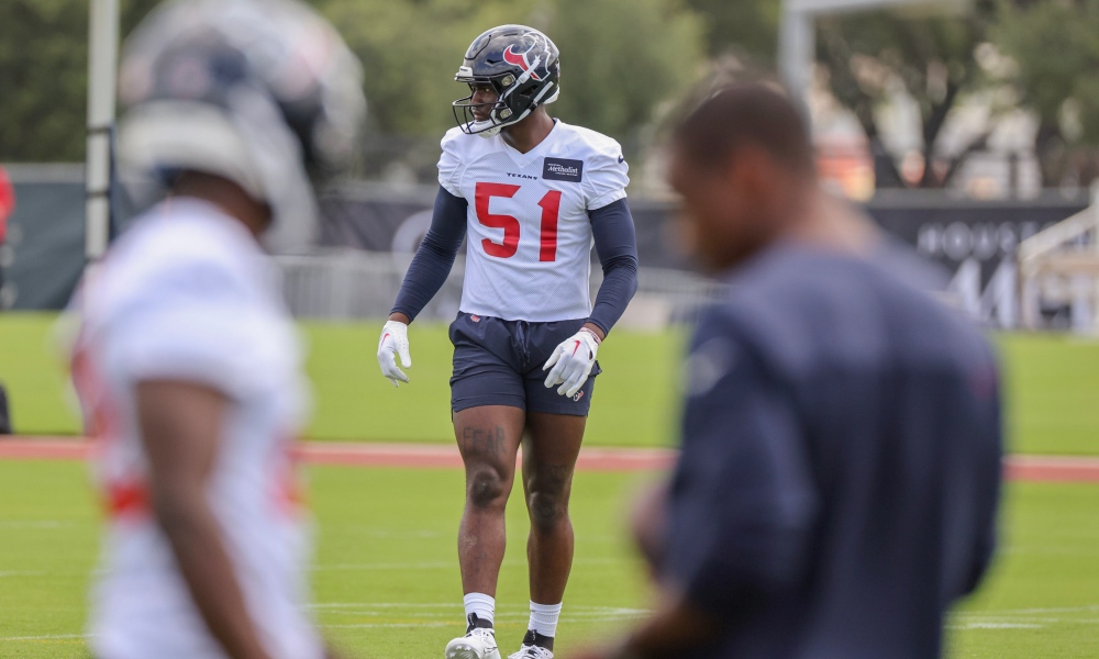 Will Anderson (#51) during offseason workouts for the Houston Texans as a rookie defensive end.