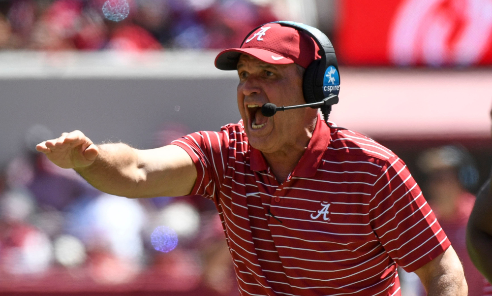 Kevin Steele directs the defense during 2023 A-Day