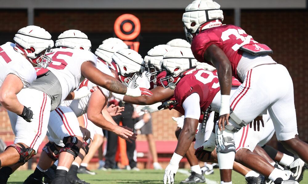 Alabama offense and defense clash at practice