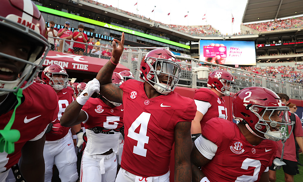 Alabama runs out of the tunnel against Middle Tennessee
