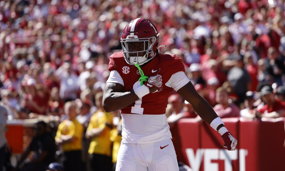 Alabama defensive back Kool-Aid McKinstry celebrates a stop