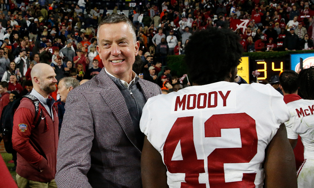 Alabama AD Greg Byrne celebrates a win in the Iron Bowl