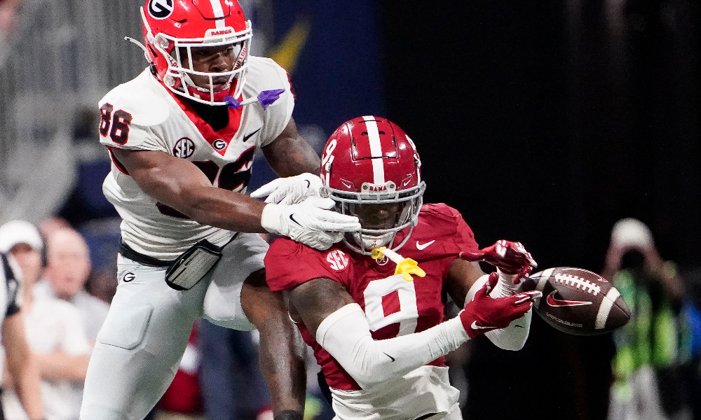Alabama defensive back Trey Amos breaks up a pass against Georgia in the SEC Championship Game