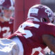 Alabama cornerback Jahlil Hurley (#25) going through drills at Crimson Tide spring practice.