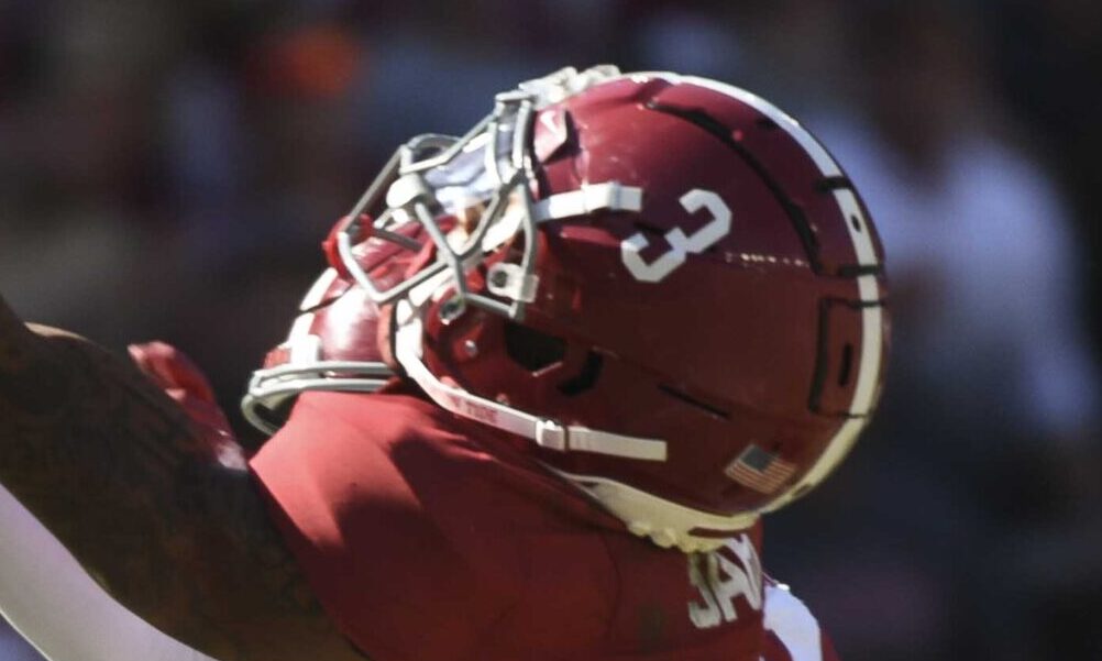 Alabama safety Keon Sabb (#3) breaks up a pass during Crimson Tide's 2024 spring game.