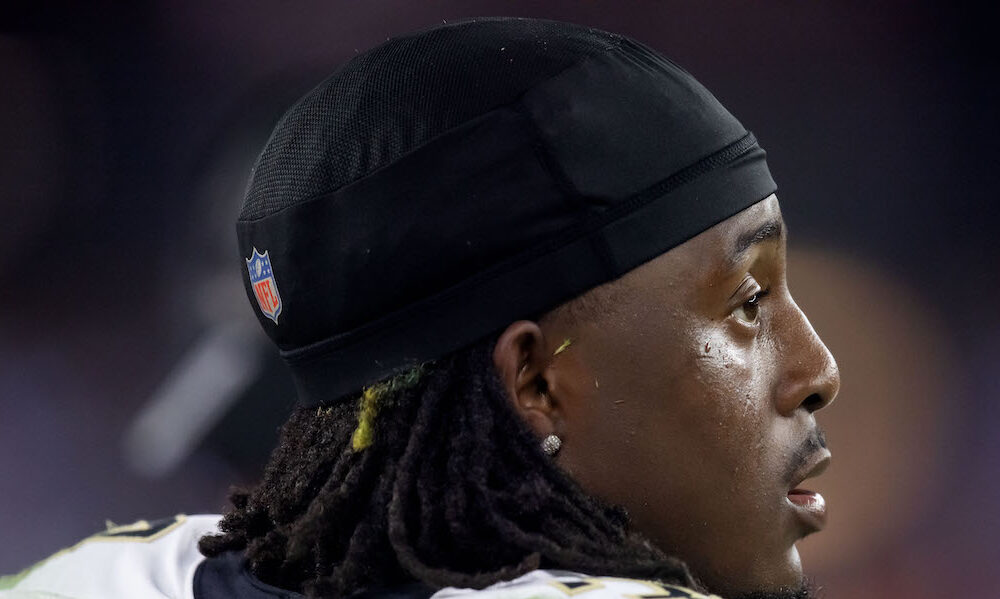 New Orleans Saints rookie cornerback Kool-Aid McKinstry (#34) during a 2024 NFL Preseason Game against Arizona.