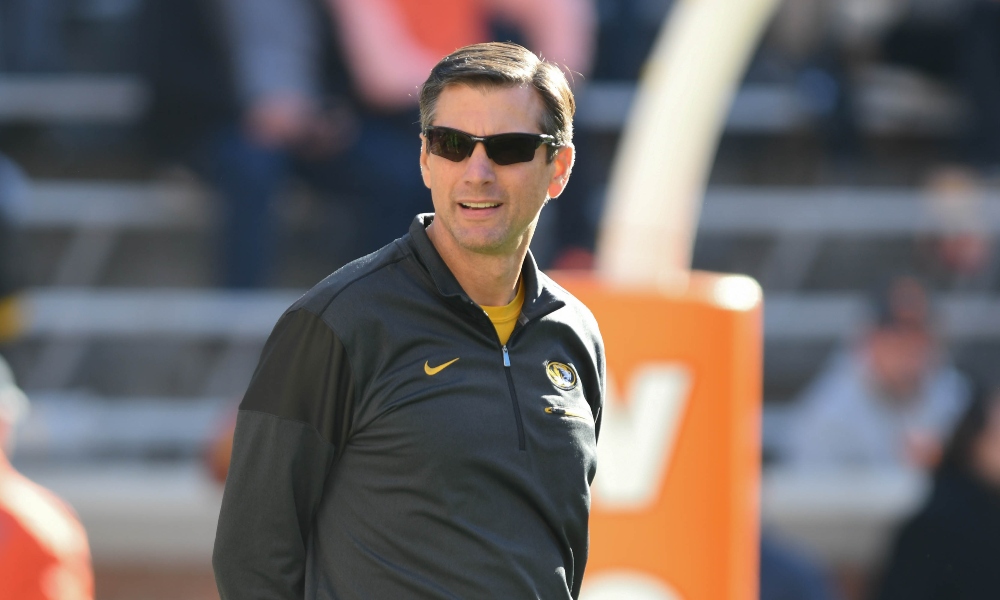 TN, USA; Missouri Tigers offensive coordinator Derek Dooley before the game against the Tennessee Volunteers at Neyland Stadium.