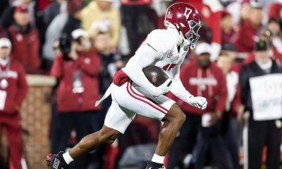 Alabama WR Lotzier Brooks (#17) is one of multiple players the Tide will lean on to replace Germie Bernard in the fall.