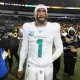 Dec 15, 2025; Pittsburgh, Pennsylvania, USA; Miami Dolphins quarterback Tua Tagovailoa (1) leaves the field following a game against the Pittsburgh Steelers at Acrisure Stadium.