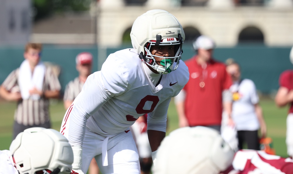 Alabama transfer Desmond Umeozulu (No. 9) has been a great surprise in spring for the Tide.