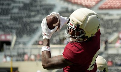 Alabama WR Cederian Morgan (#8) is one of multiple players the Tide will lean on to replace Germie Bernard in the fall.